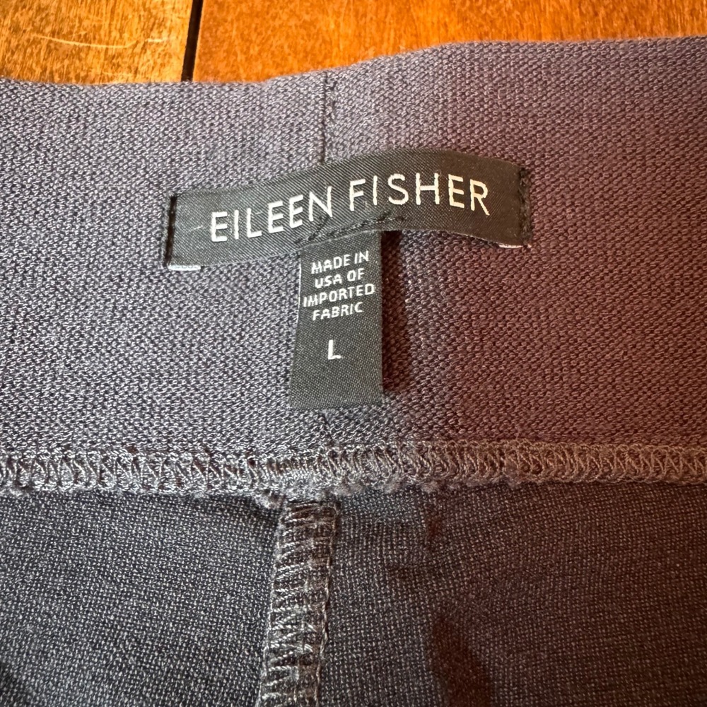 Eileen Fisher Pants Women L Gray Cropped Straight Leg Viscose Stretch Pull On - Picture 3 of 8